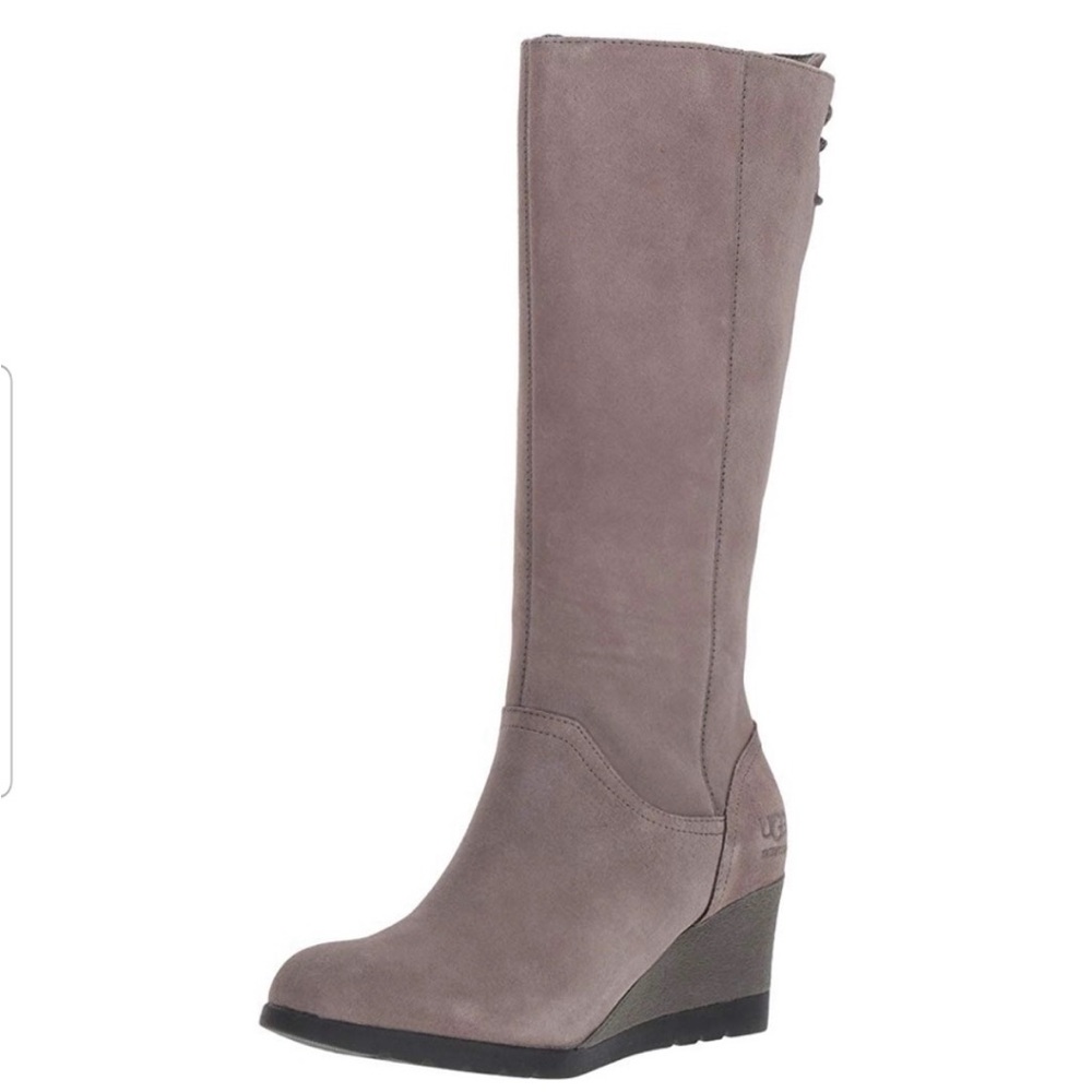 UGG Women's Taupe Suede Wedge Boots - Picture 2 of 15